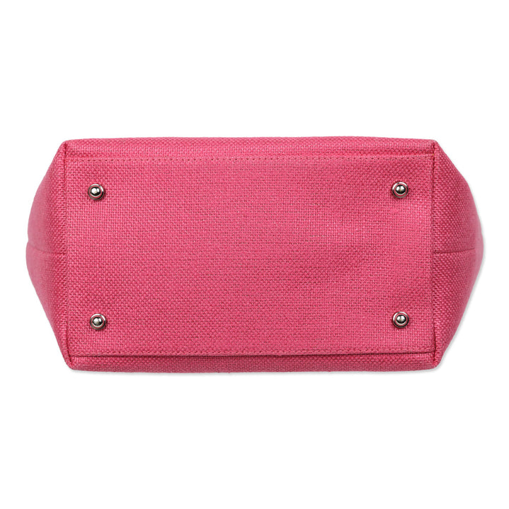 Kate Spade Pink Canvas Tote Bag with Metal Handle