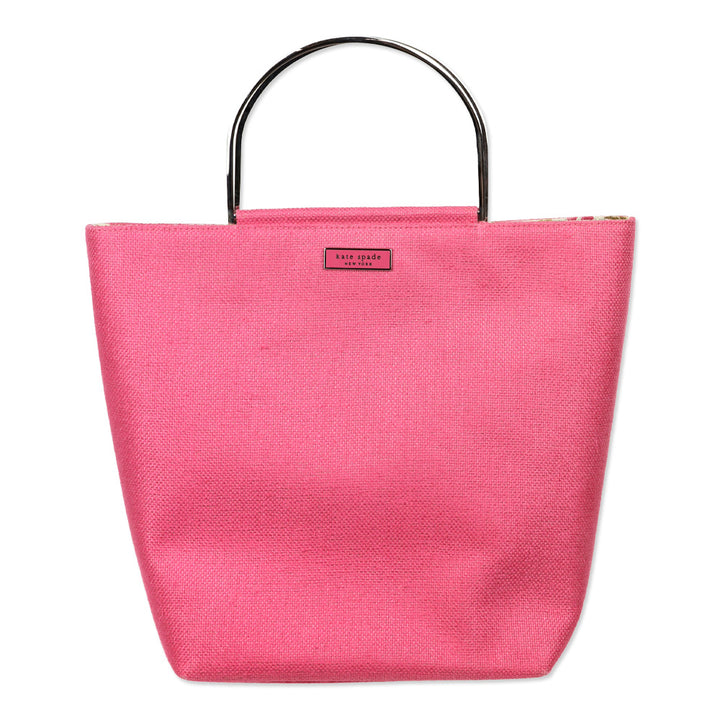 Kate Spade Pink Canvas Tote Bag with Metal Handle