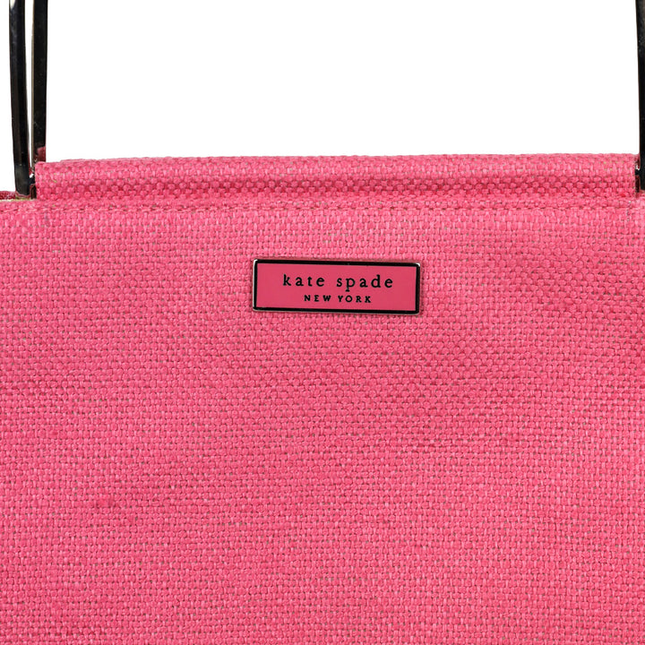 Kate Spade Pink Canvas Tote Bag with Metal Handle
