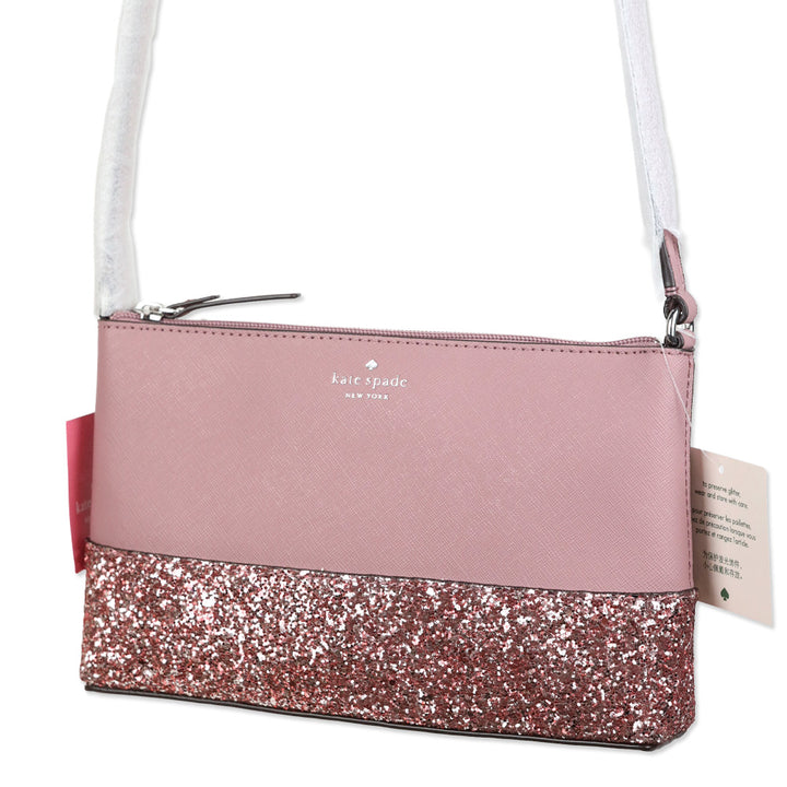 Kate Spade Ramey Greta Court Glitter Ramey Dusty Peony Crossbody Bag