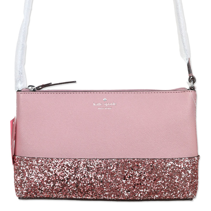 Kate Spade Ramey Greta Court Glitter Ramey Dusty Peony Crossbody Bag