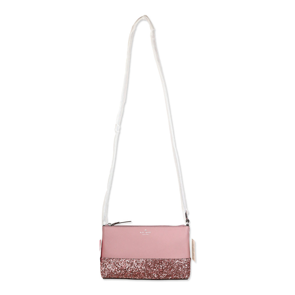 Kate Spade Ramey Greta Court Glitter Ramey Dusty Peony Crossbody Bag