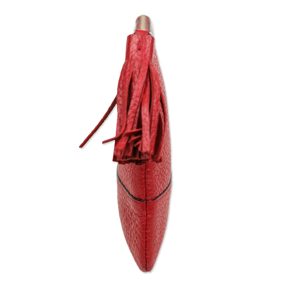 Kate Spade Red Pebble Leather Tassel Zip Pouch