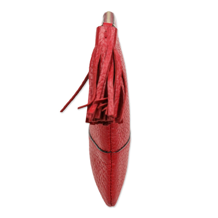 Kate Spade Red Pebble Leather Tassel Zip Pouch
