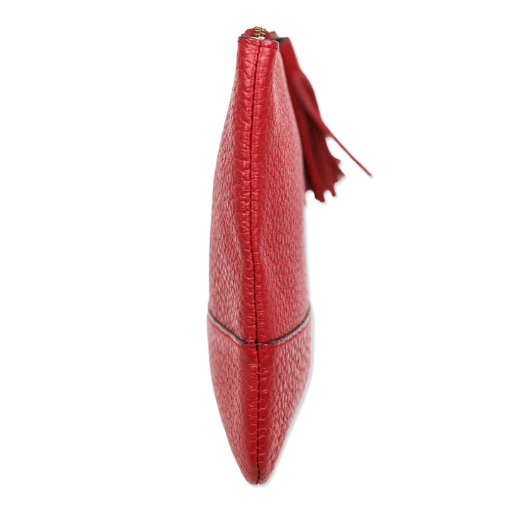 Kate Spade Red Pebble Leather Tassel Zip Pouch