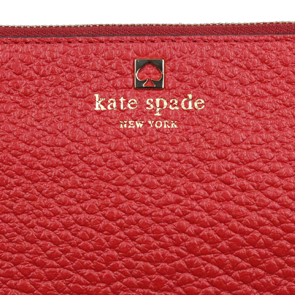 Kate Spade Red Pebble Leather Tassel Zip Pouch