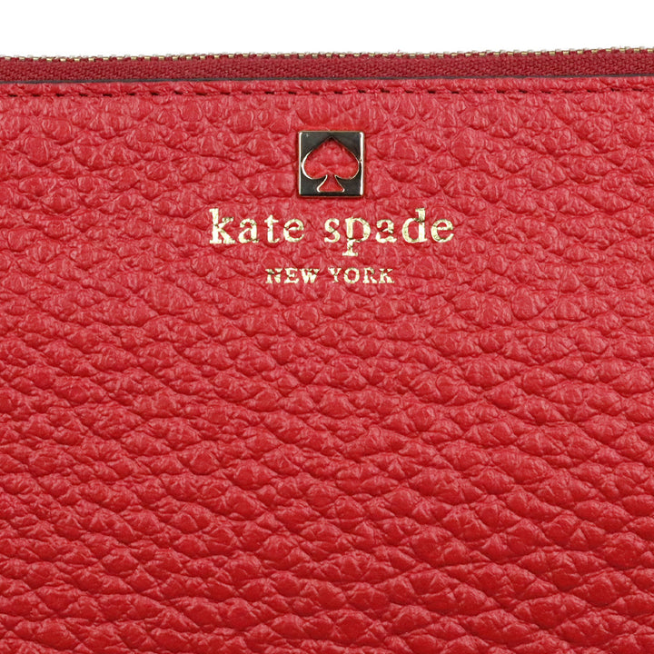 Kate Spade Red Pebble Leather Tassel Zip Pouch