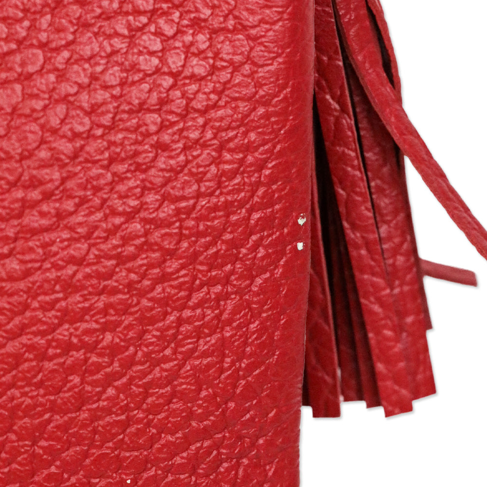 Kate Spade Red Pebble Leather Tassel Zip Pouch