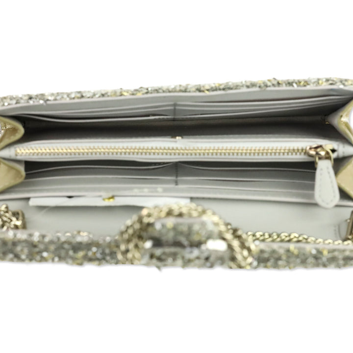 Kate Spade Silver Multi Tweed Lovitt Buckle Crossbody Wallet