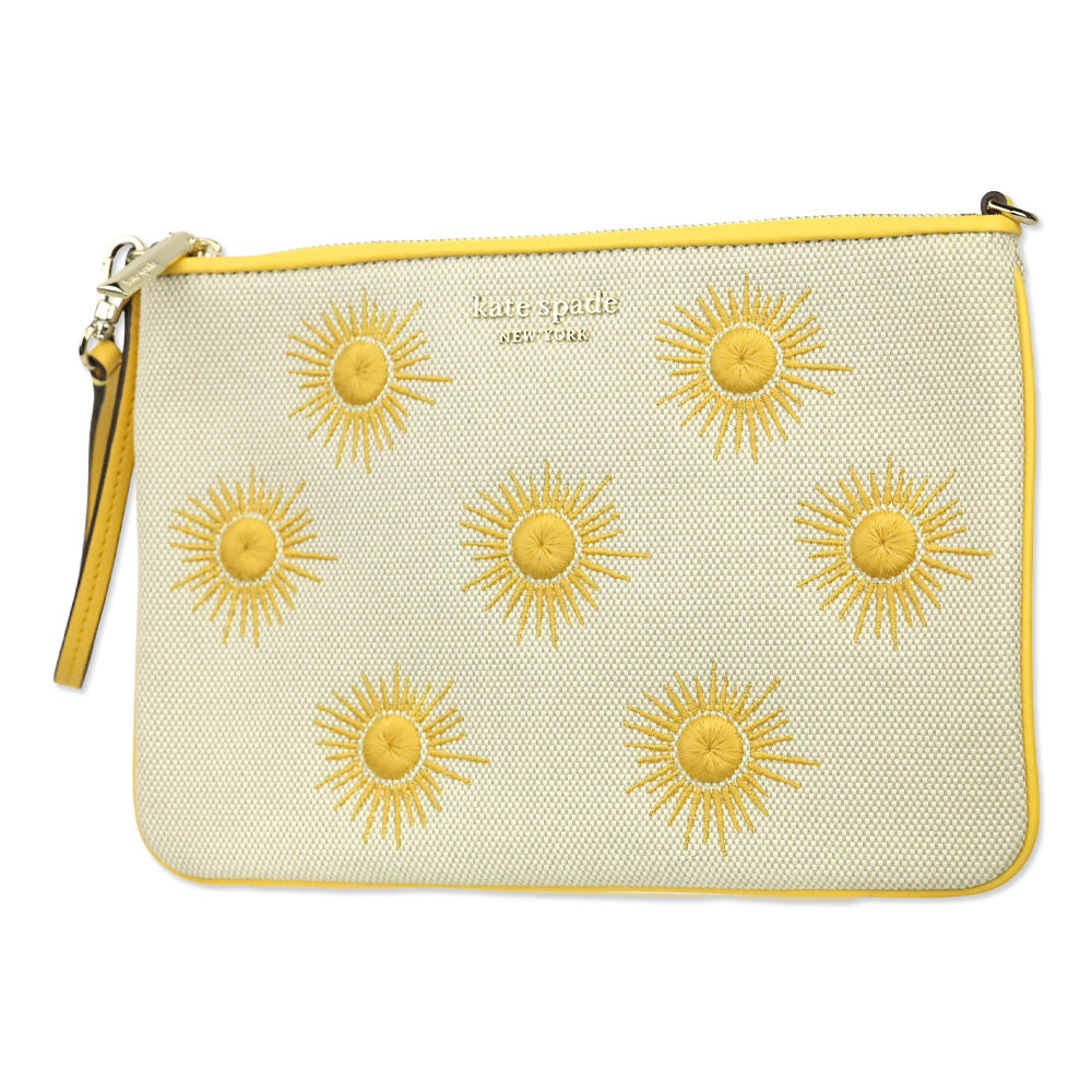 Kate Spade Sunkiss Embroidered Canvas Sun Pouch Wristlet