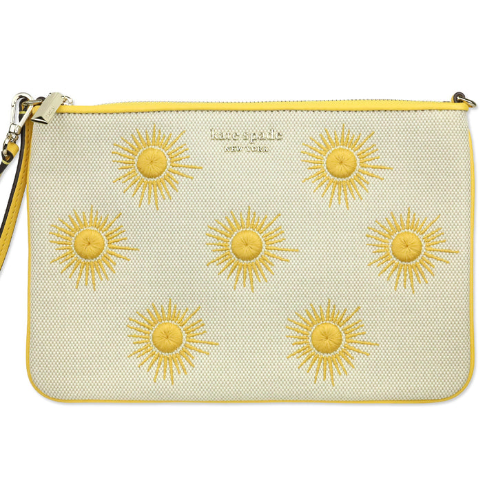 Kate Spade Sunkiss Embroidered Canvas Sun Pouch Wristlet