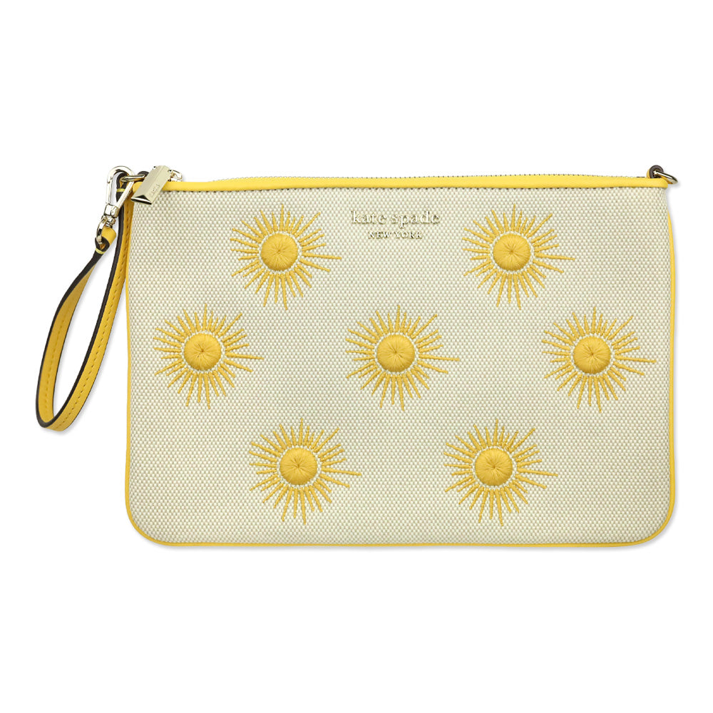 Kate Spade Sunkiss Embroidered Canvas Sun Pouch Wristlet