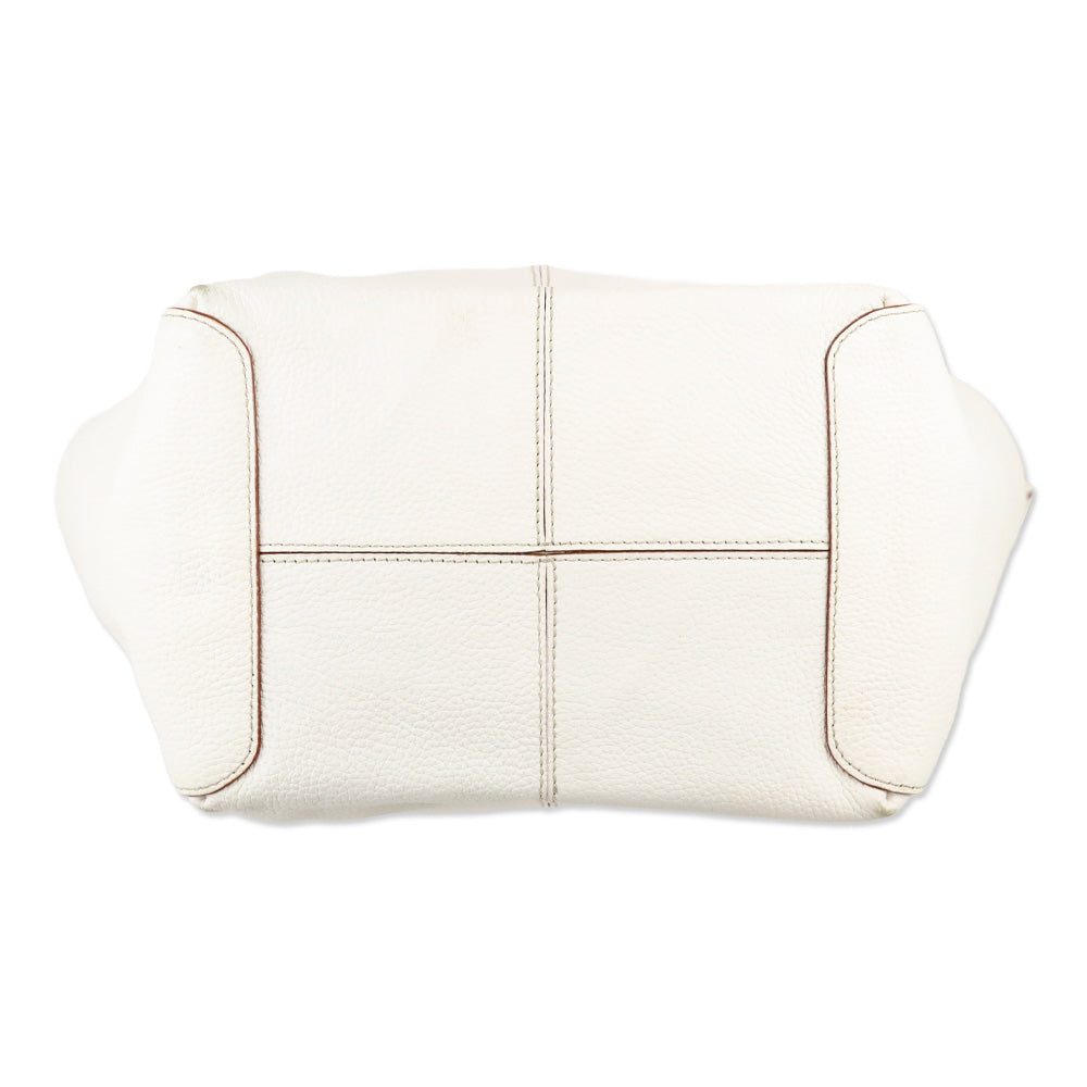 Kate Spade White Pebble Leather Red Patent Accent Shoulder Bag