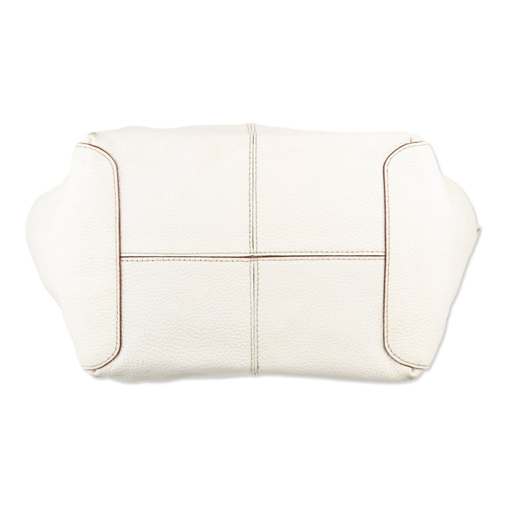 Kate Spade White Pebble Leather Red Patent Accent Shoulder Bag
