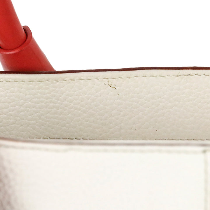Kate Spade White Pebble Leather Red Patent Accent Shoulder Bag