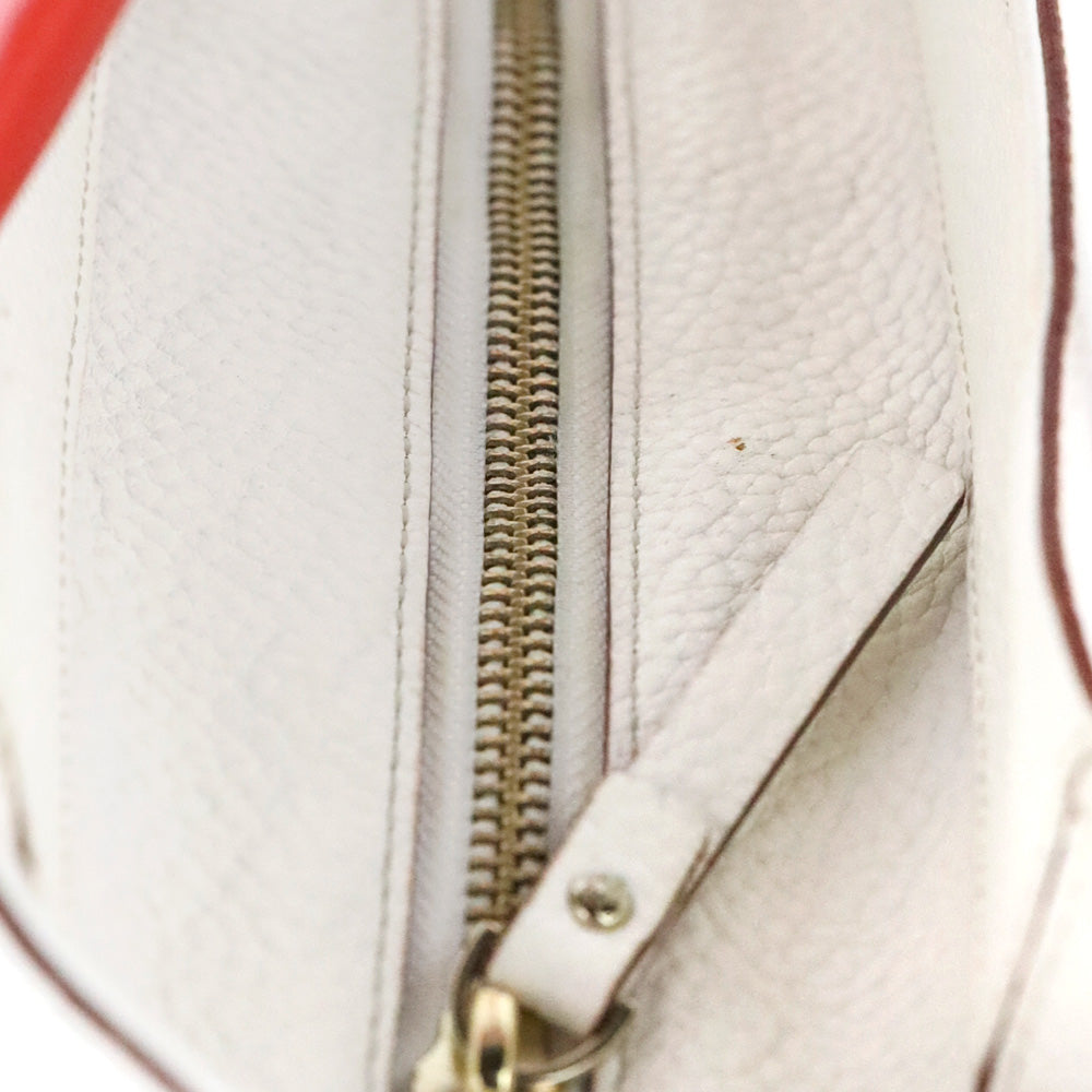Kate Spade White Pebble Leather Red Patent Accent Shoulder Bag