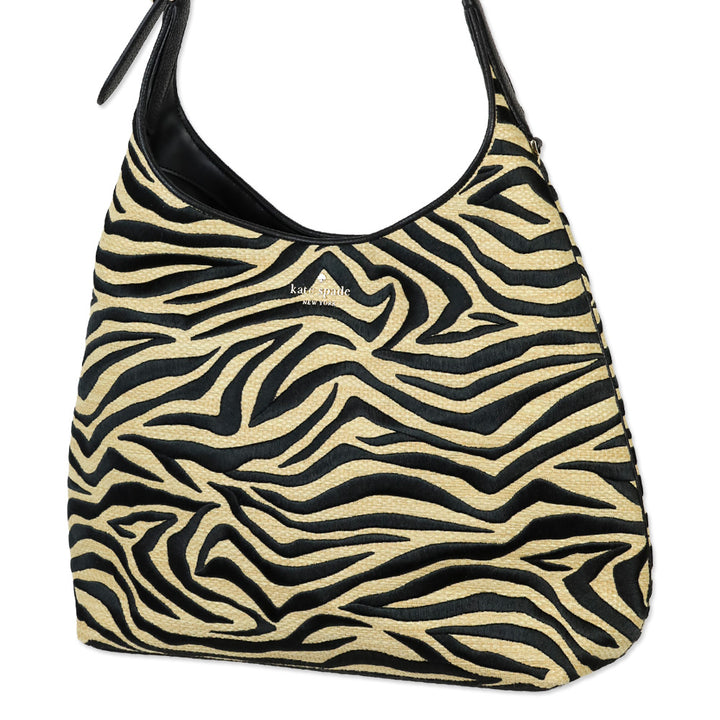 Kate Spade 454 Zebra Straw Lena Large Shoulder Bag