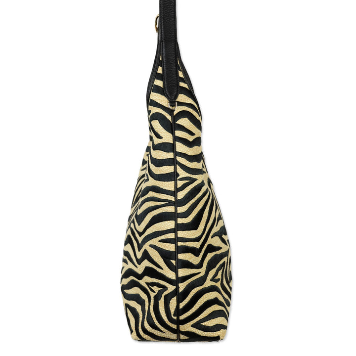 Kate Spade 454 Zebra Straw Lena Large Shoulder Bag