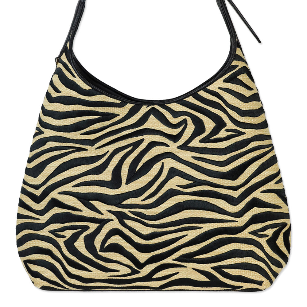 Kate Spade 454 Zebra Straw Lena Large Shoulder Bag