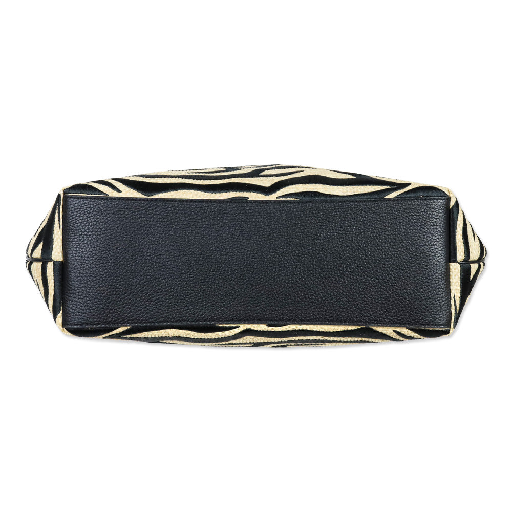 Kate Spade 454 Zebra Straw Lena Large Shoulder Bag