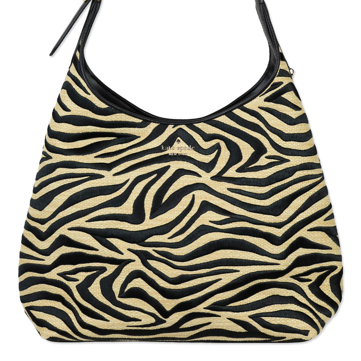 Kate Spade 454 Zebra Straw Lena Large Shoulder Bag