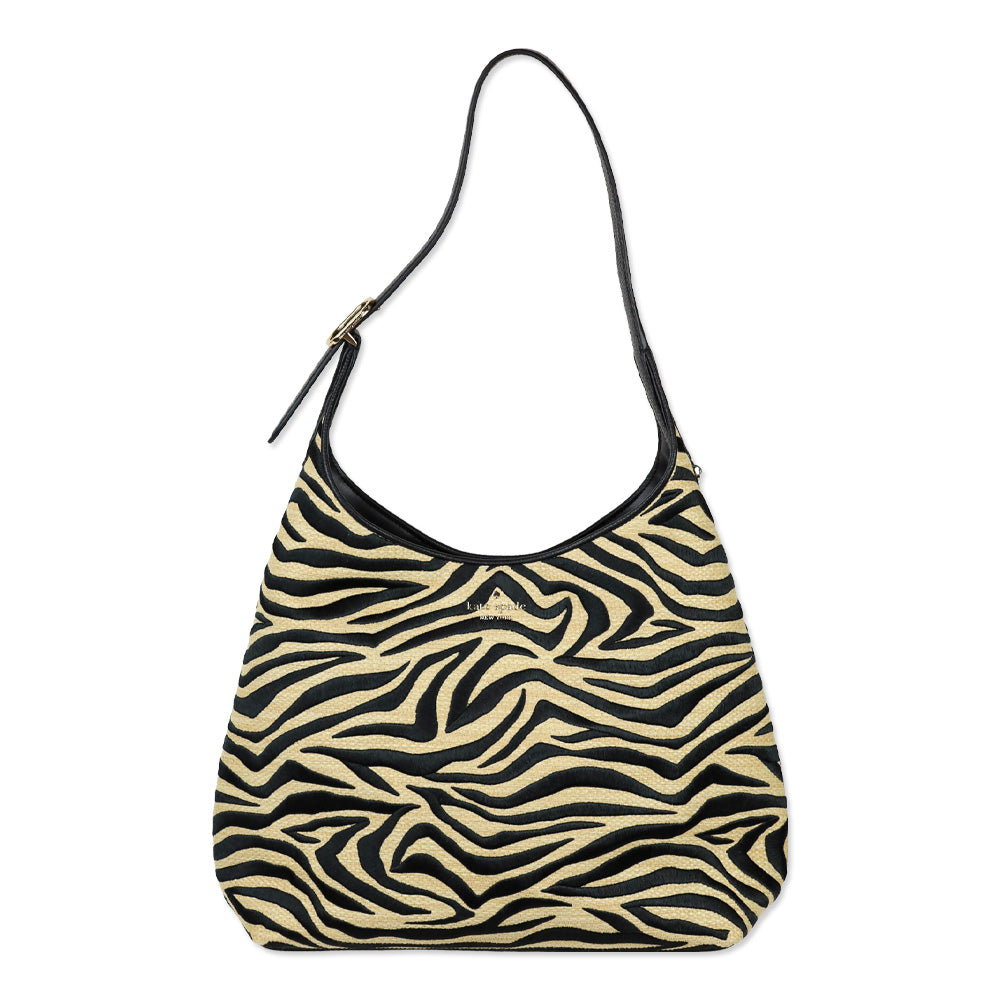 Kate Spade 454 Zebra Straw Lena Large Shoulder Bag