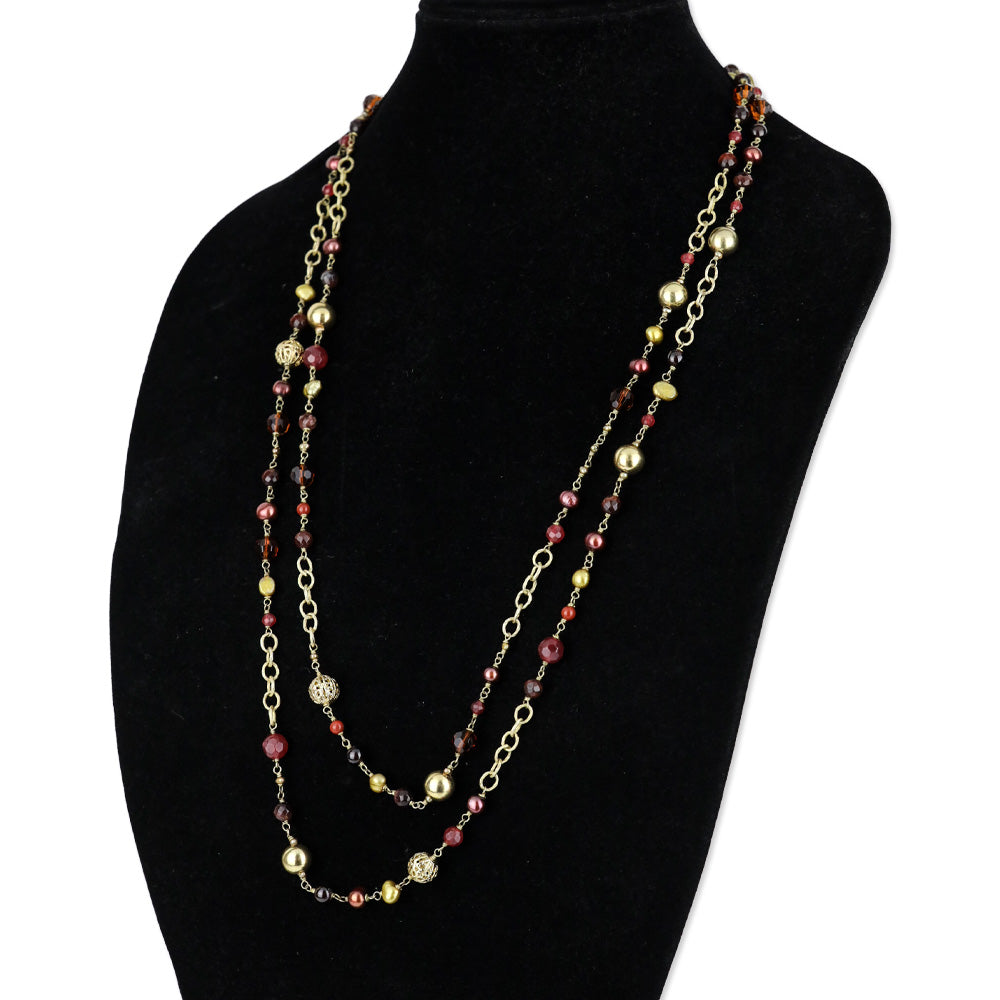 Kendra Scott Gold/Burgundy Beaded Wrap Necklace