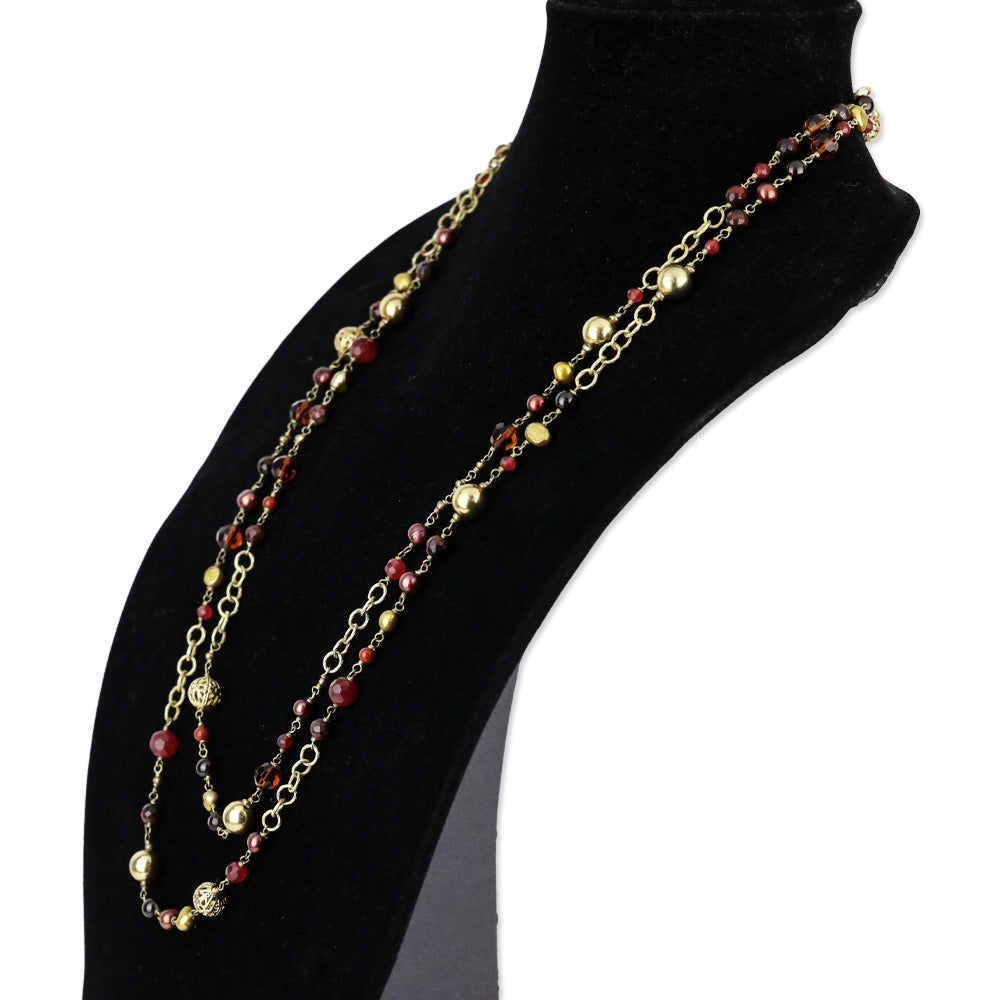 Kendra Scott Gold/Burgundy Beaded Wrap Necklace