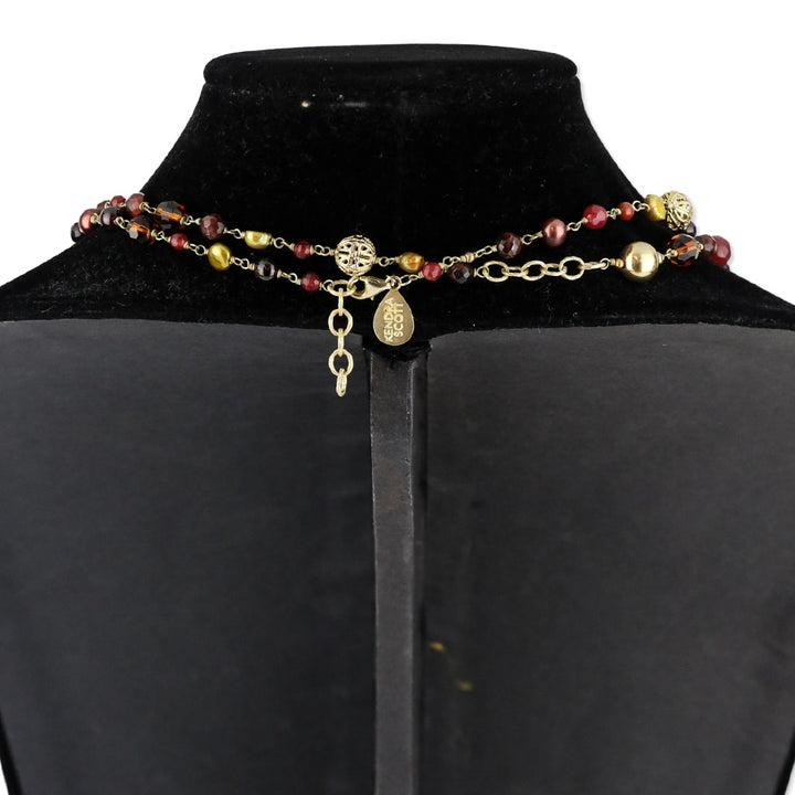 Kendra Scott Gold/Burgundy Beaded Wrap Necklace