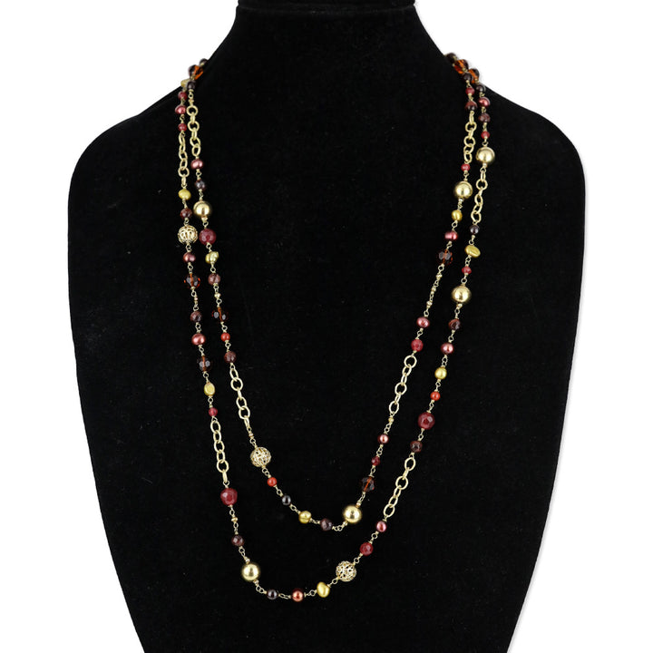Kendra Scott Gold/Burgundy Beaded Wrap Necklace