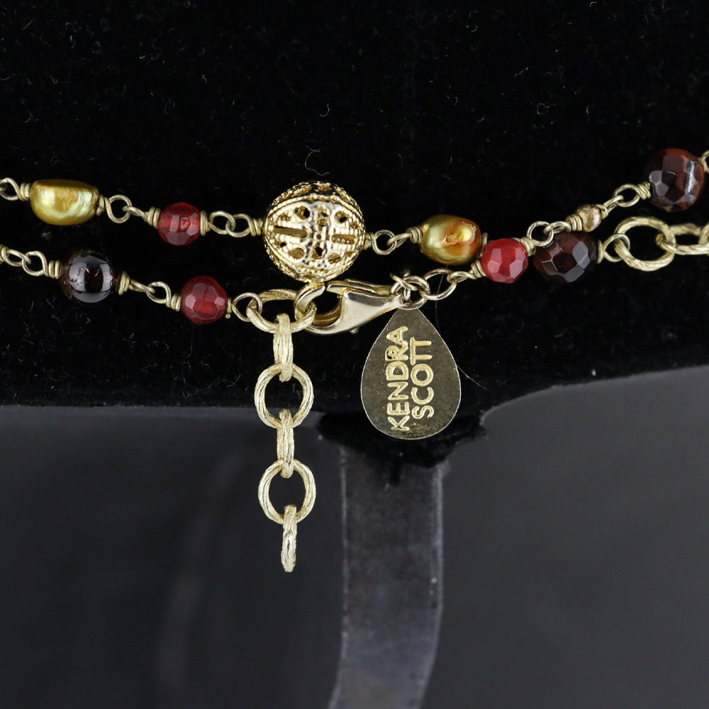 Kendra Scott Gold/Burgundy Beaded Wrap Necklace