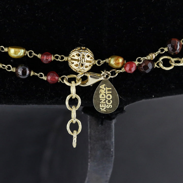 Kendra Scott Gold/Burgundy Beaded Wrap Necklace