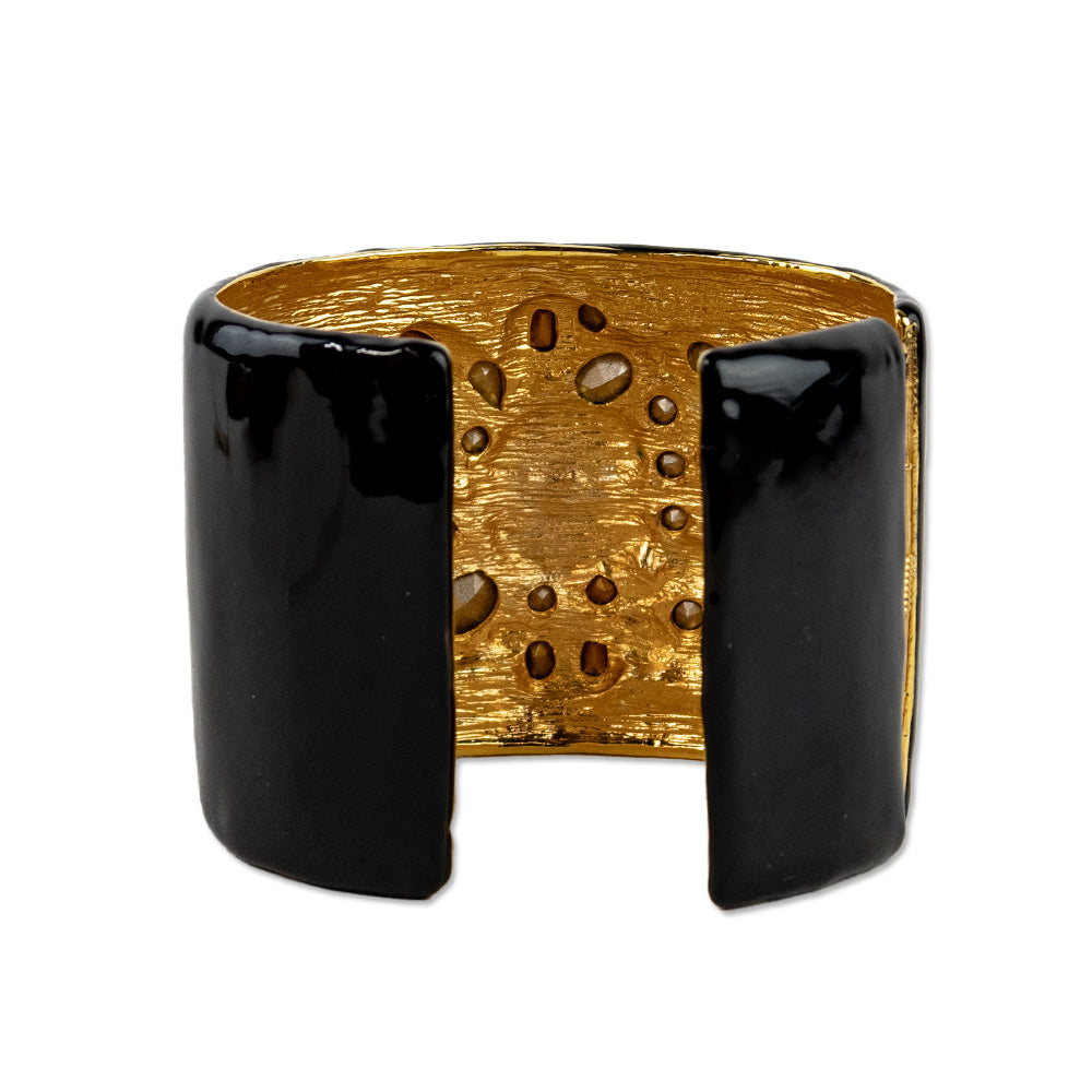 Kenneth Jay Lane Black Enamel Maltese Cross Cuff