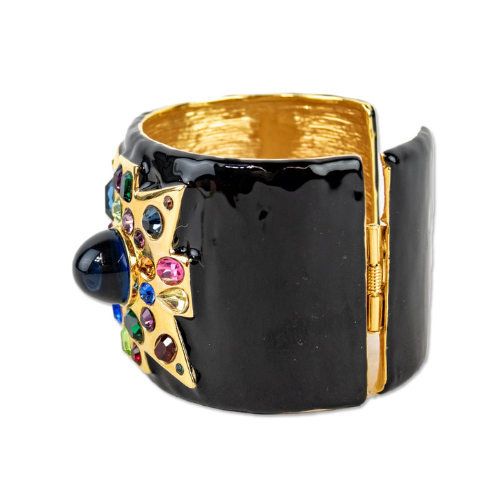 Kenneth Jay Lane Black Enamel Maltese Cross Cuff