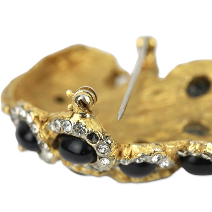 Kenneth Jay Lane Crystal Black Stone Lion Brooch Pin