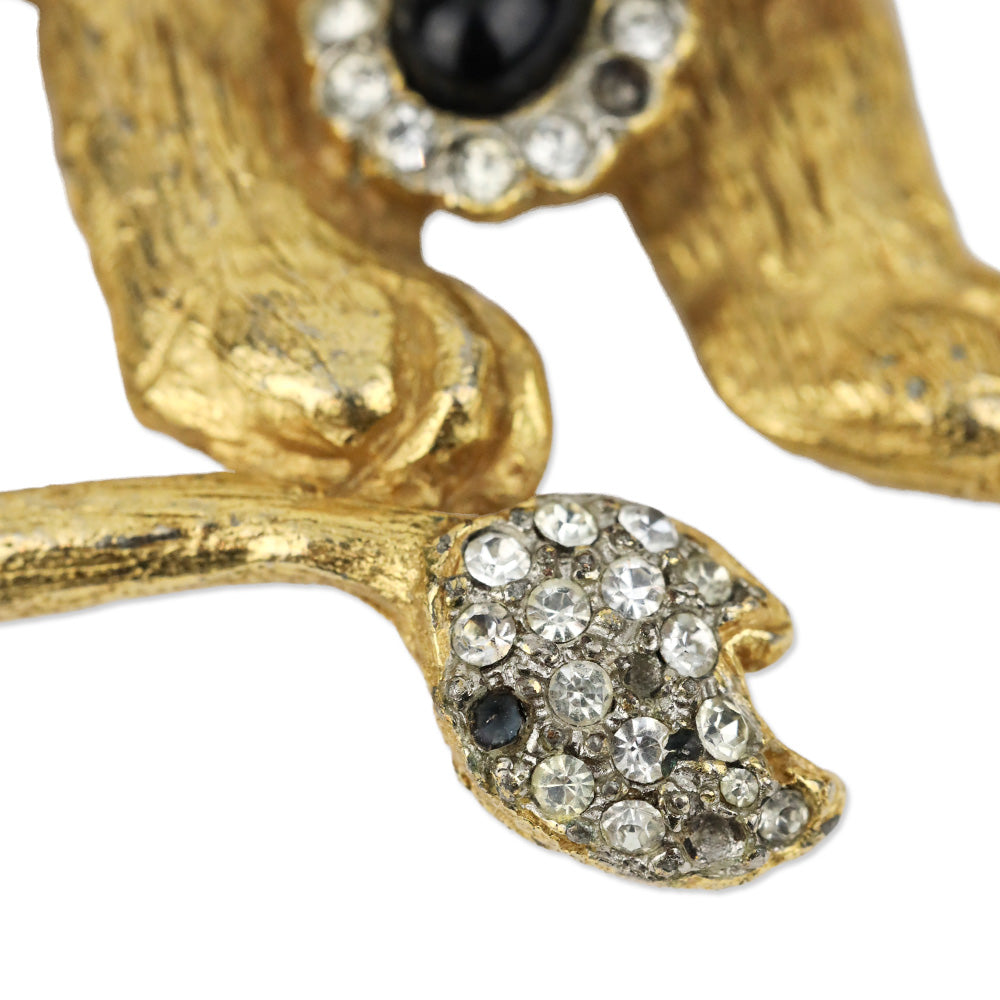 Kenneth Jay Lane Crystal Black Stone Lion Brooch Pin