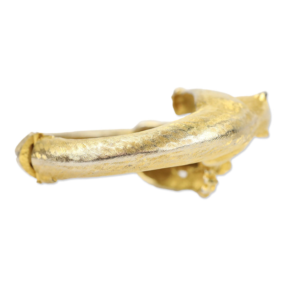 Kenneth Jay Lane Double Jaguar Gold Tone Hinge Cuff
