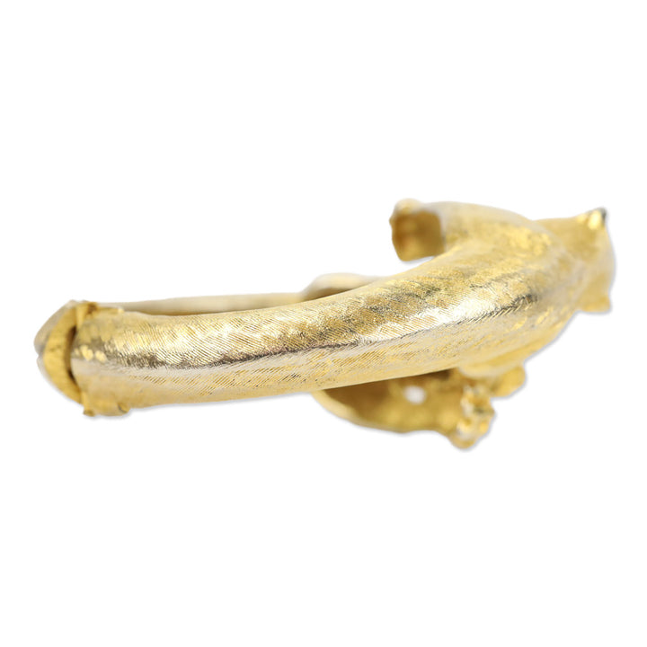 Kenneth Jay Lane Double Jaguar Gold Tone Hinge Cuff