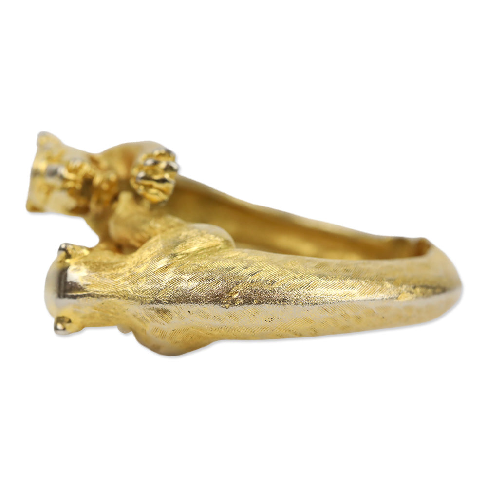 Kenneth Jay Lane Double Jaguar Gold Tone Hinge Cuff