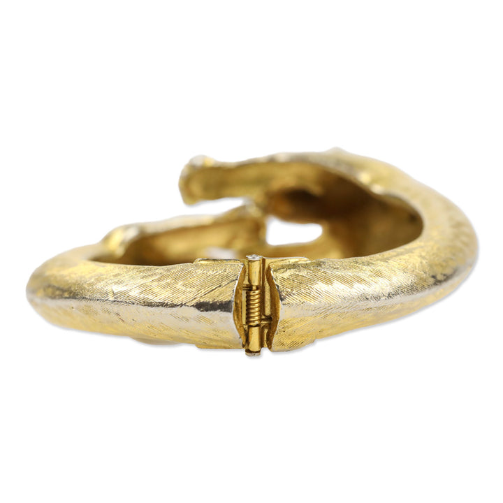Kenneth Jay Lane Double Jaguar Gold Tone Hinge Cuff