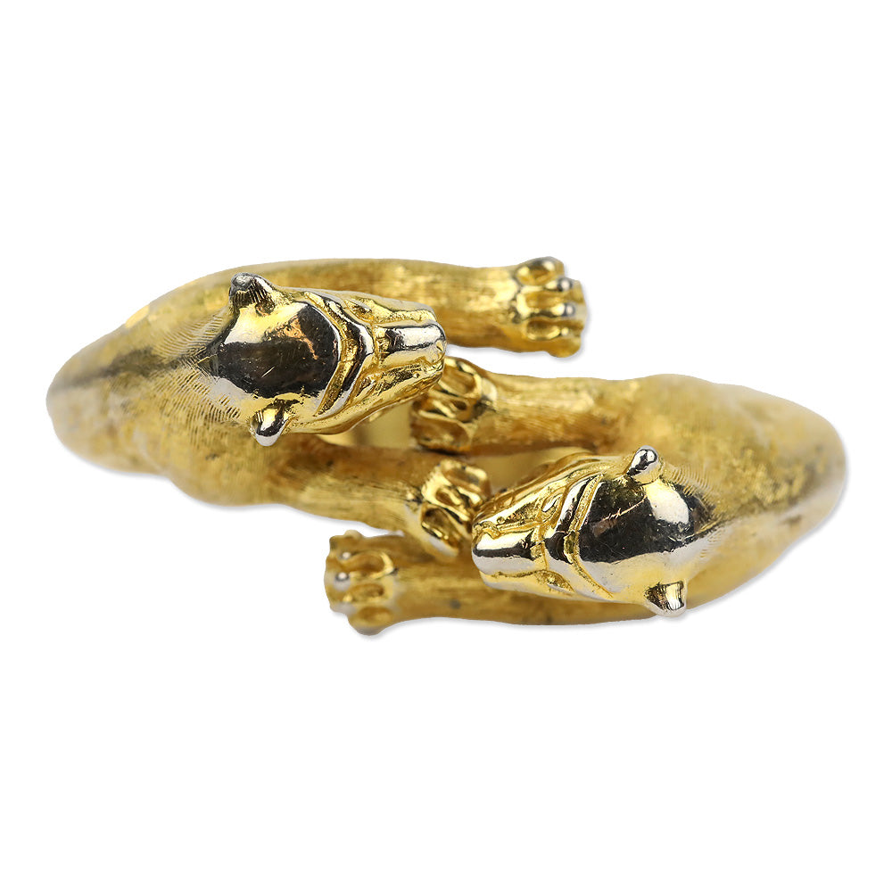 Kenneth Jay Lane Double Jaguar Gold Tone Hinge Cuff