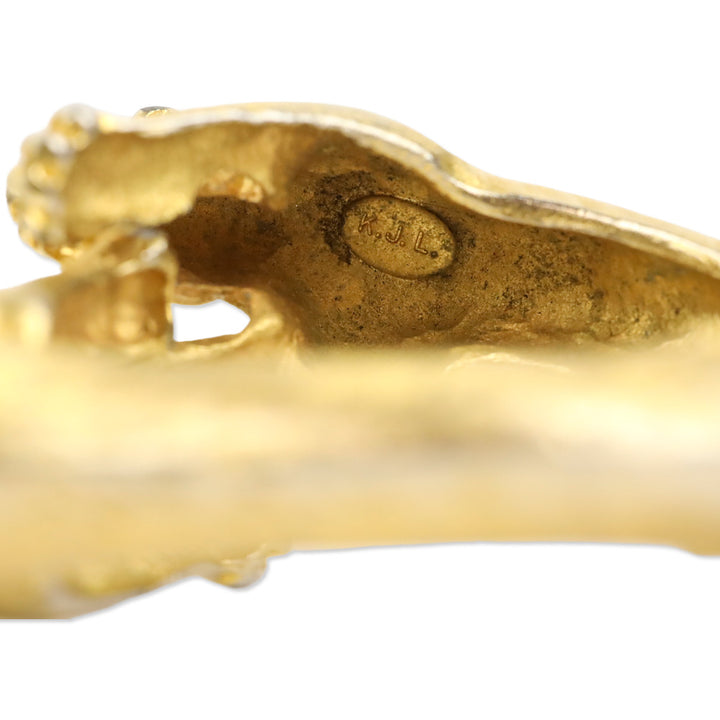 Kenneth Jay Lane Double Jaguar Gold Tone Hinge Cuff