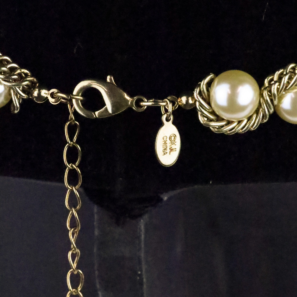 Kenneth Jay Lane Gold Twist Rope Chain Peal Beaded Necklace