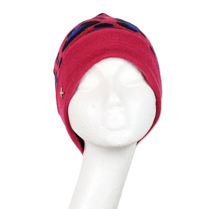 Kenzo Wool-Blend Knit Pink Leopard-Print Beanie