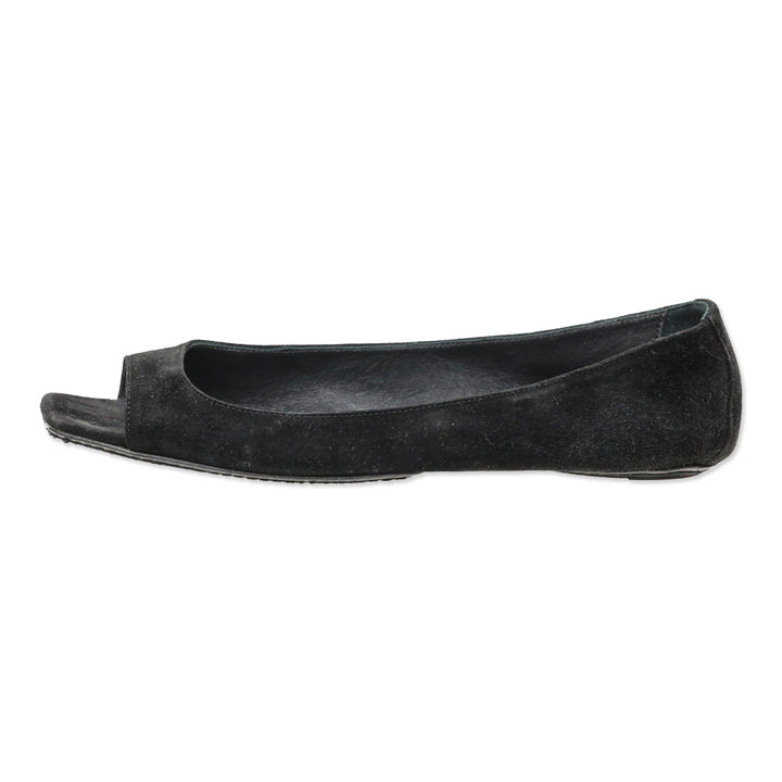 Khaite Black Suede Open-Toe Ballet Flats