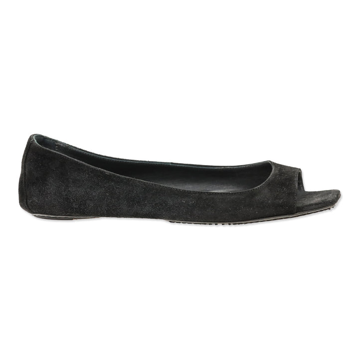 Khaite Black Suede Open-Toe Ballet Flats