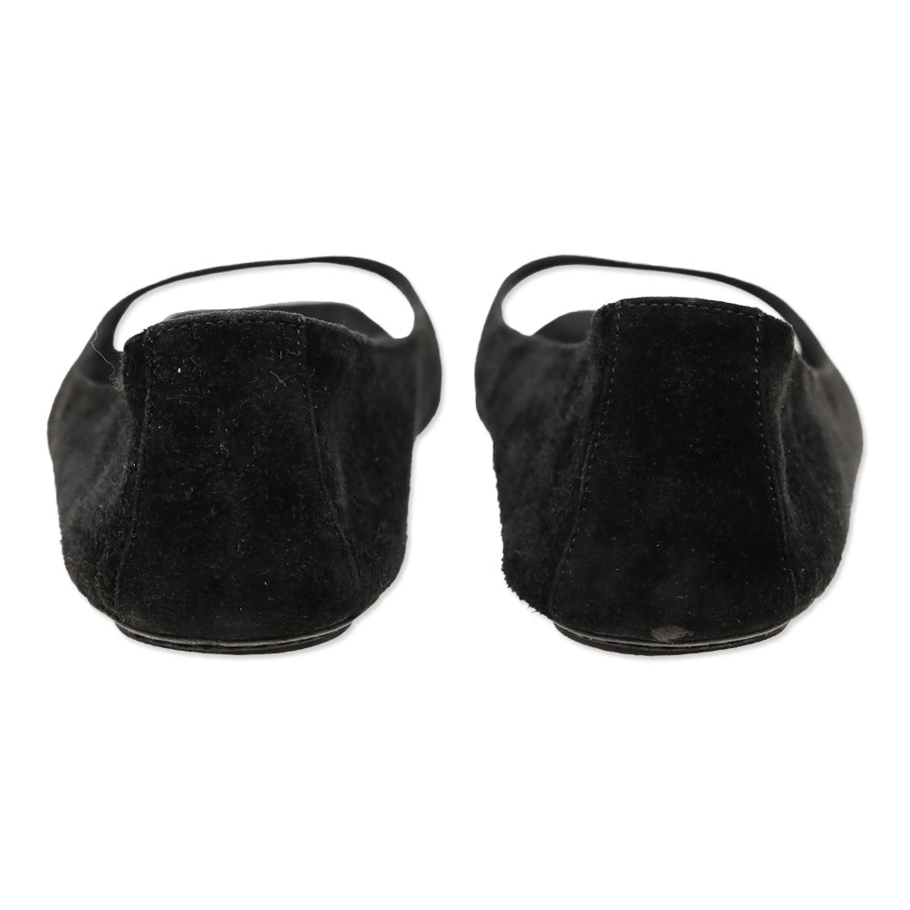 Khaite Black Suede Open-Toe Ballet Flats