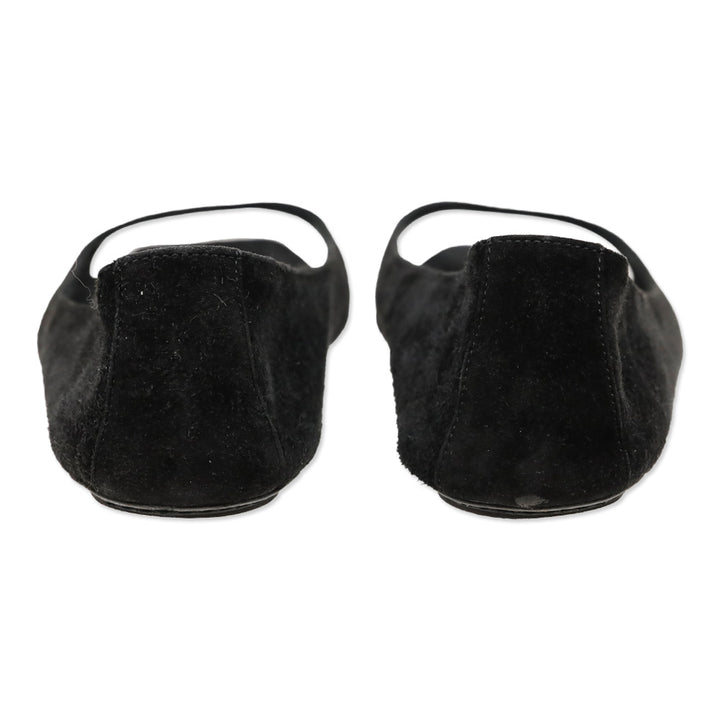 Khaite Black Suede Open-Toe Ballet Flats