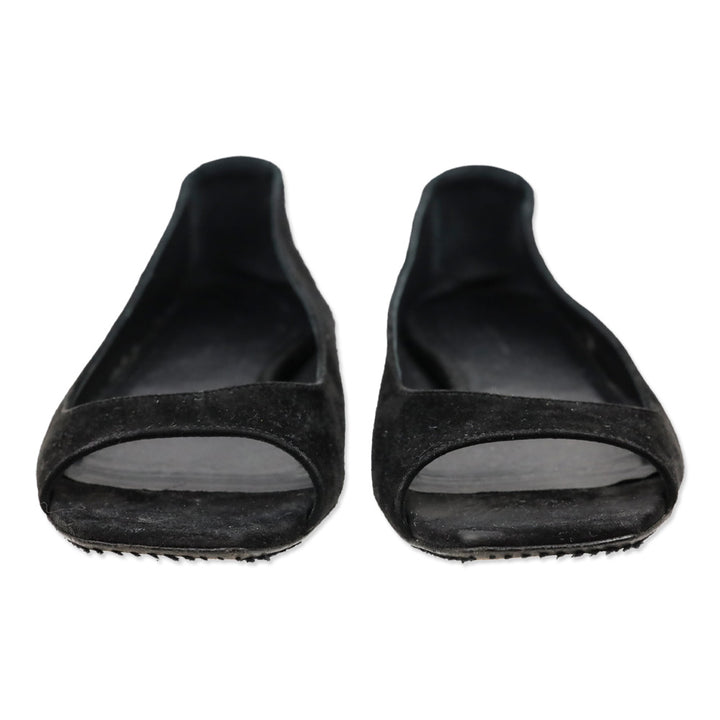 Khaite Black Suede Open-Toe Ballet Flats