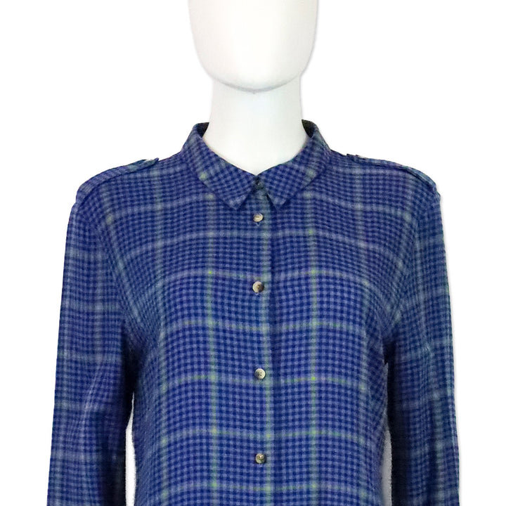 Khaite Fall 2018 RTW Blue Plaid Cotton-Blend Maxi Shirt Dress